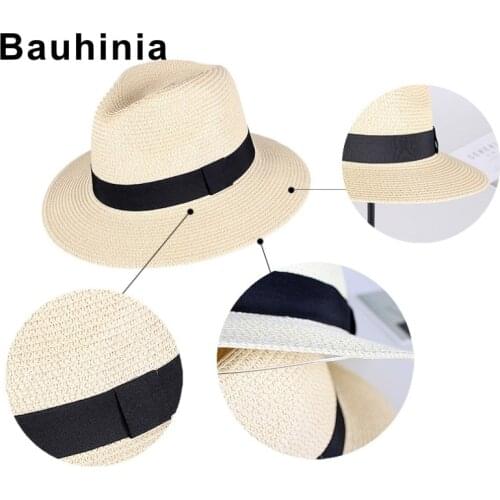 Bauhinia brand mens summer travel vacation beach wide-edge sun protection sun mens shade Panama straw hat