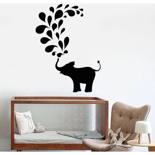 Wall Decal Baby Elephant Animal Nursery Kids Room Bedroom Bathroom Home Decor Waterproof Vinyl Glass Stickers Art Mural S1450