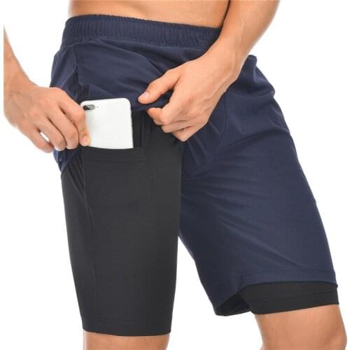 2020 New Summer Mens Swim Shorts Men Sexy 2 IN 1 Fitness Beach Shorts swimsuit Swimwear Swimming Bathing Suits Swimming Trunks