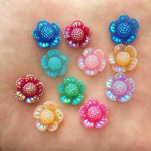 New 60PCS AB Resin 12mm 3D flower Flat back stone scrapbook Wedding Embellishment diy applique crafts SK51*2