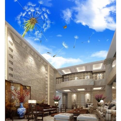 Wallpaper 3d mural Blue cloud dandelion ceiling Custom photo wallpaper 3D stereoscopic Wall Decoration
