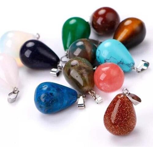 1PCS Natural Semi-precious Stone Pendants Crystal Agates Charms Pendant Pendant Round Drop Shape For Jewelry Making Necklace