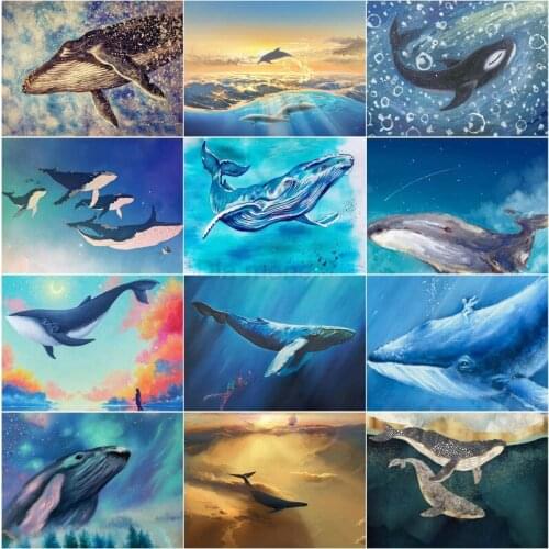 Full Mosaic Pattern 5D Diy Diamond Art Anime Animal Embroidery Home Decoration Whale Diamond Painting Cross Stitch Handmade Gift