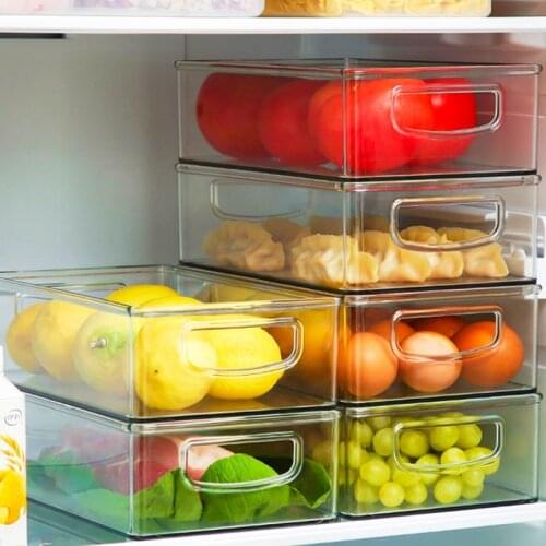 Transparent Refrigerator Organizer Plastic Food Storage Egg Storage Boxes Drawer for Freezer Kitchen Countertops Cabinets