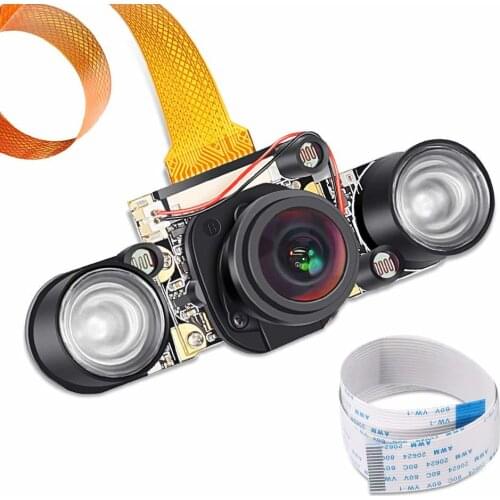 Raspberry Pi 3 b+ Camera Wide Angle 175 Degree 5MP OV5647 IR-Cut Auto Switch Day/Night Vision for Raspberry Pi B+ 2B Pi Zero W