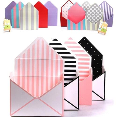 Romantic Envelope Stripe Flower Bouquet Paper Packing Box Holder Florist Gift Large Capacity Eco-Friendly Portable Packing Box