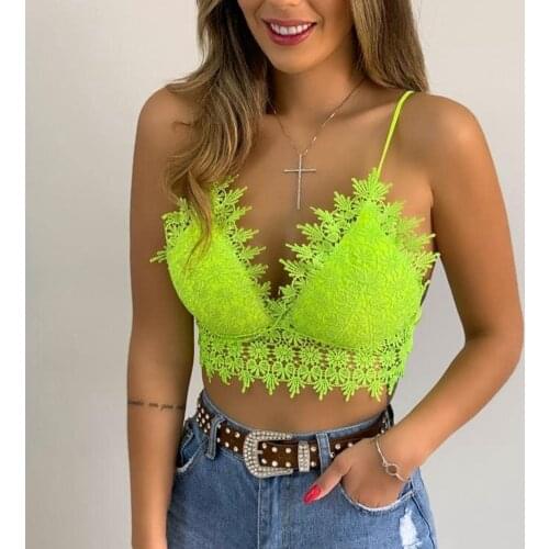 Sexy Bra for Women Spaghetti Strap Floral Lace V Neck Unlined Bralette Full-Cup Tank Top Bras5 Colors