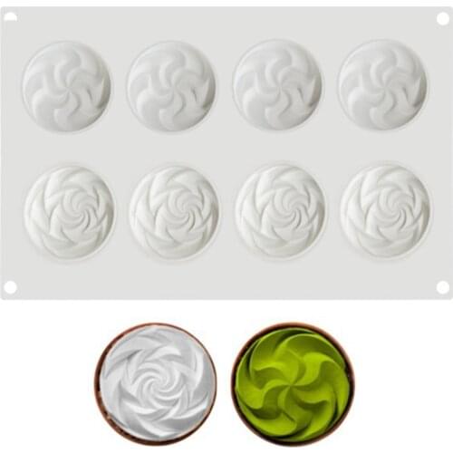 8 Cavity Silicone Cake Mold Chocolate Brownie Mousse Mould 3D Spiral French Dessert Pan Muffin Pastry Tray Baking Tools