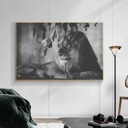 Modern Canvas Painting Animal Wall Art Black And White Lions Posters And Prints Murals Picture for Living Room Home Decoration