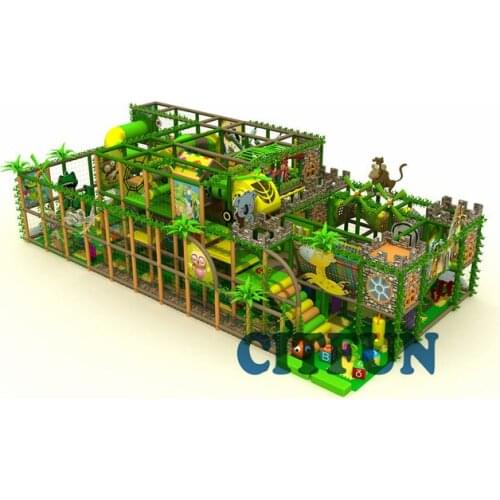 Jungle Theme Best Design Three Layers Commercial Indoor Soft Playground Equipment with big funny slide IP-002D