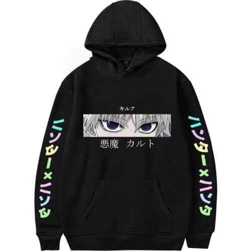 Popular Hooded Anime Full-time hunter Hoodies Sweatshirts Men Women Fashion Hip Hop Comic Hisoka Hoodie Boys Girls Black Outwear