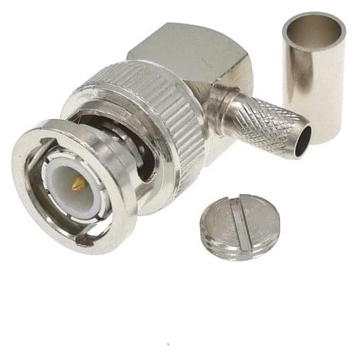 10pcs BNC Male Crimp Right Angle RF Connector For RG58 LMR195 Cable