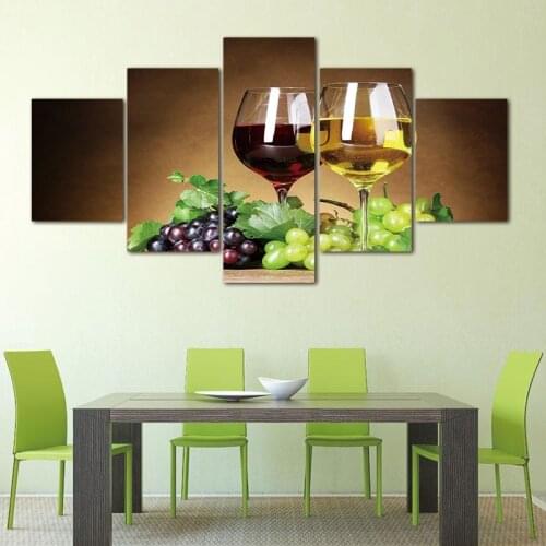 5pcs HD Photo Printing Grapes and Wine Art Poster Painting Living Room Bedroom Corridor Wall Home Decor Picture Without Frame