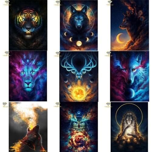 5D DIY Diamond Painting Fantasy Animal Wolf Tiger Owl Full Square Embroidery Cross stitch Diamond Bird Wall Painting Decor