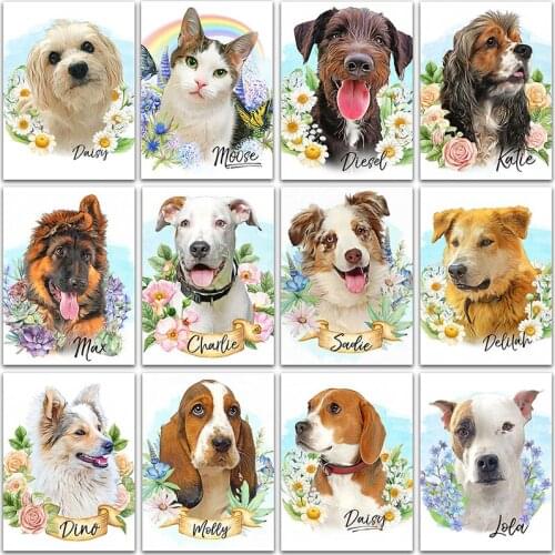 Diamond Painting Animals Cat Teddy Dog Husky Shepherd Puppy Bulldog Bull Terrier embroidery mosaic Cross stitch Gift home decor