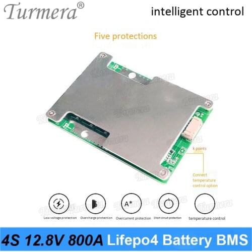 4S 800A 50A 12.8V 14.4V 32700 Lifepo4 Battery BMS Balance to Electric Boat or Solar Panel Uninterrupted Power Supply 12V Turmera