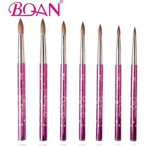 BQAN 10pcs Popular Kolinsky Sable Brush Acrylic Nail Art Brush Nail Art Brush Violet Metal Crystal Acrylic Brush Nail Art Tools