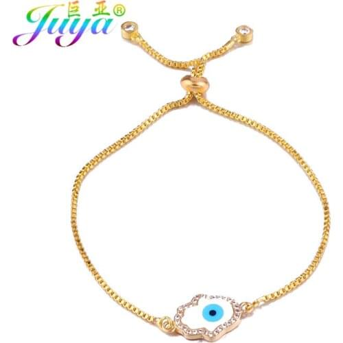 Juya Gold/Rose Gold Hamsa Of Fatima Charm Bracelets For Women Men Handmade Shell Evil Eye Bracelets Gift Jewelry