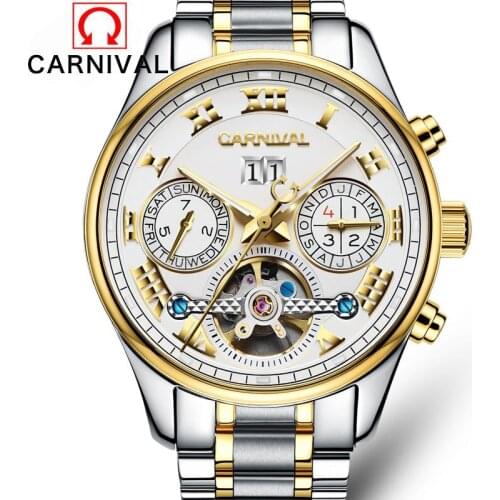 Business Mens luxury Tourbillon Watches Top brand watches Automatic mechanical clock waterproof stainless steel luminous Watch