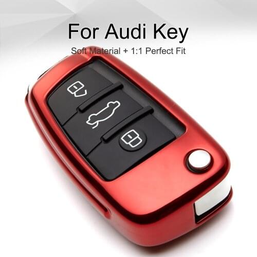 TPU Car Key Case Cover for Audi A5 A6 A7 A4L A1 A3 A4 B5 B6 B7 B8 B9 Quattro Q3 Q5 Q7 Key Fob Shell Smart Ring Chain Accessories