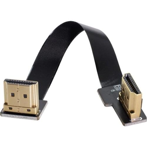 Chenyang 90 Degree HDMI Type A Male UpAngled to HDMI Male RightAngled FPC Flat Cable for FPV HDTV Multicopter Aerial Photography