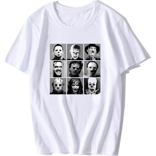 Horror Pop BW Black T Shirt Men Printed Casual Streetwear Harajuku T-Shirt Camiseta Masculina Tee Shirt Homme New O-Neck