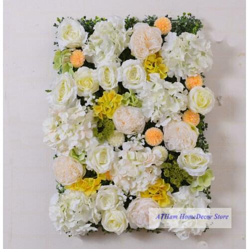 Yellow White Rose Dahlia Board Artificial Flower Plant 3D Wall Background Wedding Photo Party Home Wall Decoration