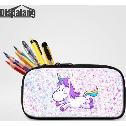Dispalang Unicorn Print Pen Bag Stationery Supplies Women Cute Cosmetic Case Ladies Makeup Pouch Children Small Zipper Pencilbox