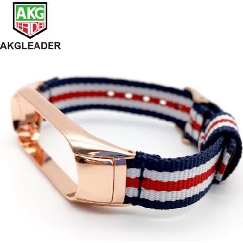 AKGLEADER Mi Band 3 4 Canvas Bracelet Wrist Strap For Xiaomi Miband 3 4 Sport Nylon Correa Mi band 4 3 Wriststrap