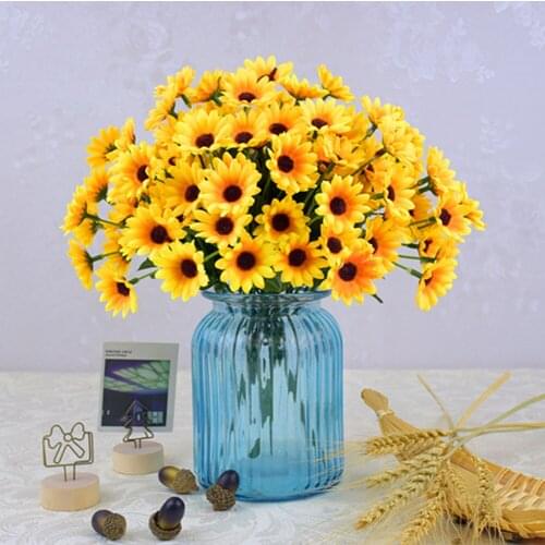 24 Heads Artificial Sunflower Fake Flowers DIY Wedding Bouquet Home Decoration