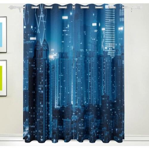 Ity Skyline 3D Abstract Curtains Drapes Panels Darkening Blackout Grommet Room Divider for Patio Window Sliding Glass Door