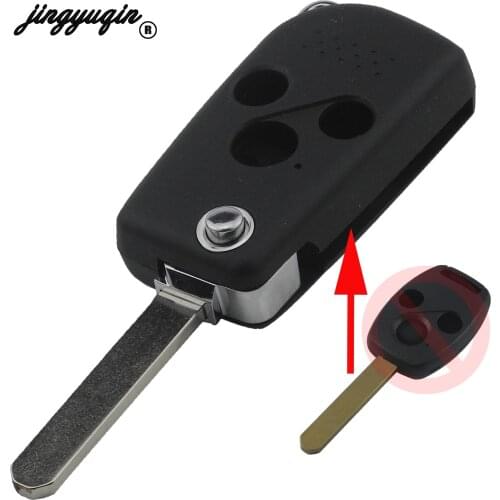 Jingyuqin For Honda Accord Civic CRV Pilot CITY Jazz/CRVOdyssey FR-V Flip Folding Modified Key Fob 3 Button CR-V 2007