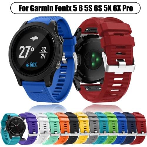 Colorful 26 22 20MM Outdoor Sport Silicone Wrist Strap Replacement Bracelet Watchband for Garmin Fenix 6X 6 6S Pro 5 5X 5S Plus