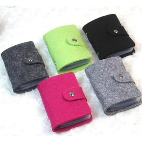 Fashion 24 Bits Retro Useful Business Credit Card Holder Felt Buckle Cards Holders Organizer Manager For Women Men Pocket