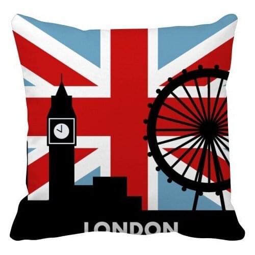 Britain Union Jack London Eye Big Ben Flag UK Throw Pillow Square Cover