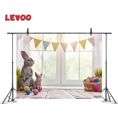 LEVOO Happy Easter Backdrop Colorful Eggs Basket Bunny Table Window Background Photography Photo Studio Photozone Decor Vinyl