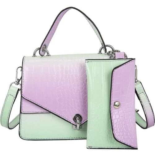 Fashion Original Brand Gradient Color Shoulder Bags for Women Popular Crocodile Pattern Chain Crossbody Handbag Female B452