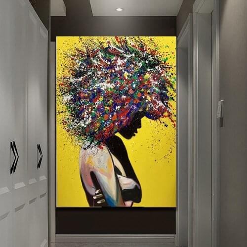 MUTU Africa Women Prints And Posters Abstract Girl Portrait Canvas Painting Colorful Oil Wall Art Picture for Living Room