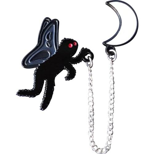 Mothman Moon enamel pin set
