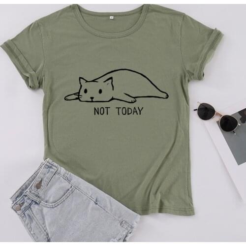 Not Today Cats Mom Mama Shirts Fashion Funny Letter Graphic Cotton T-shirt Plus Size O Neck Lady Clothing Short Sleeve Top Tees