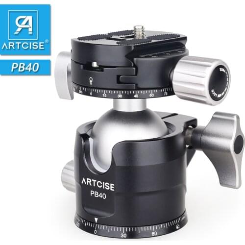 Low Profile Ball Head 360 Degree Rotatable Tripod Head for DSLR Cameras PB40 Double Panoramic ballHead for Tripods Monopods