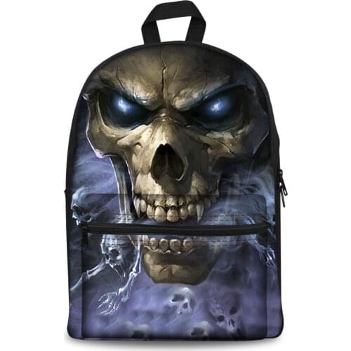 2019 New Style Unique Skull Print Canvas Backpacks for Men School Backpacks for Teenage Boys Laptop Daypack Travel Bags