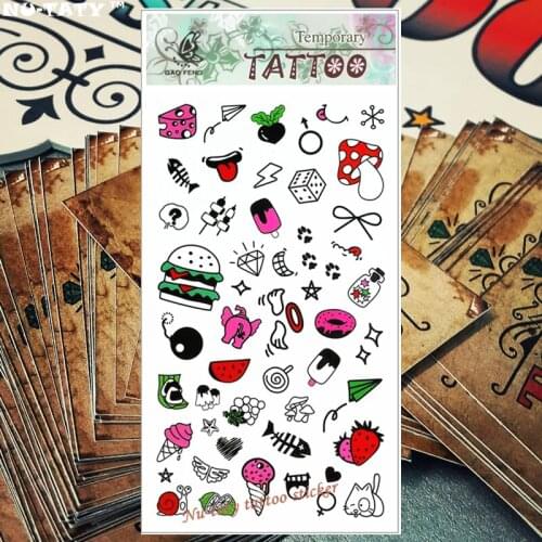 Nu-TATY Cartoon Burger Child Temporary Tattoo Body Art Flash Tattoo Stickers 17*10cm Waterproof Fake Tatoo Car Styling Sticker