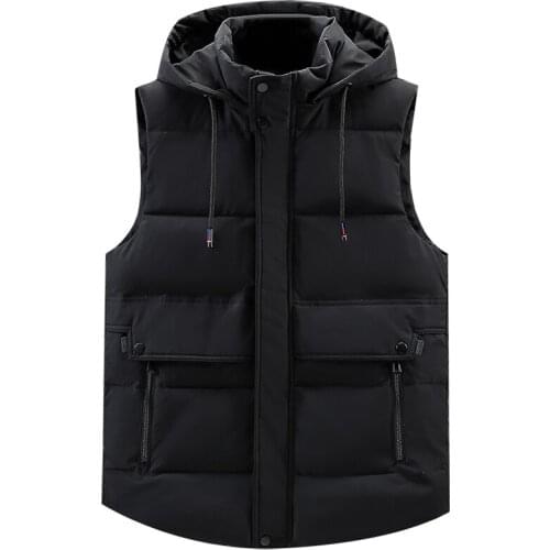 Autumn Winter Men Vest Hooded Brand Hat Detachable Camouflage Sleeveless Jackets Warm Zipper Short Waistcoat Plus Size L-5XL