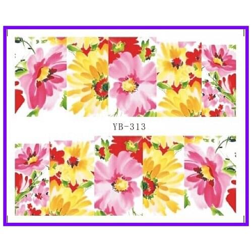 1X Water Stickers Nail Decals Stickers Water Transfers Decal Full Cover Flower Oil Painting Daisy Petals Canvas YB313-318