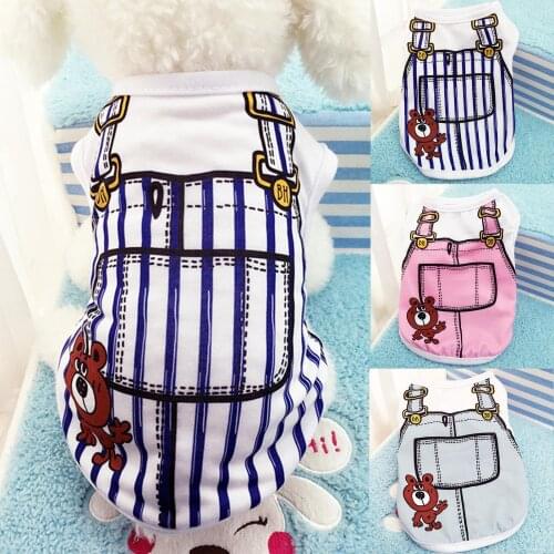 Pet Cat Fake Suspenders Vest Teddy Bear Dog Clothes Cartoon Breathable T-shirt Warm Dog Clothes Pet Dog Vest Jacket For Dogs