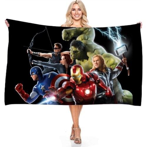 Digital Printing Iron Man Captain America The Avengers Marvel Beach Towel Bath Towels 140x180cm 70x140cm Microfiber Sports Towel