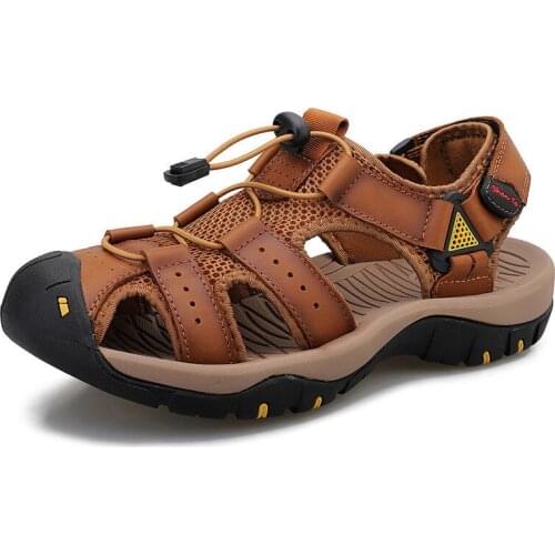 Genuine Leather Men Shoes Summer New Large Size Mens Sandals Men Sandals Fashion Sandals Slippers Big Size 38-47