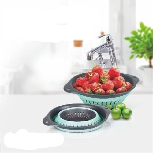 Accordion Folding Strainer Collapsible Strainer Basket Silicone Collapsible Colander Fruit Vegetable Wash Container Kitchen Regulators
