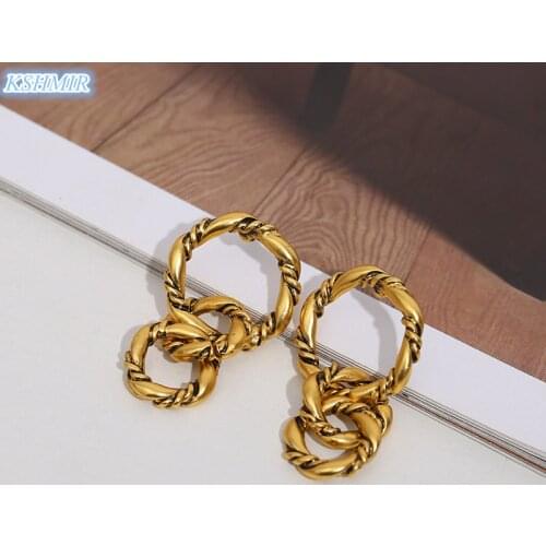 Kshmir ancient gold earrings unique shape ring piercing fashion simple easy special earrings DIY accessories